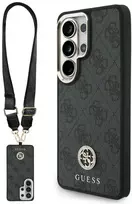 Dėklas Guess 4G Big Rhinestone Triangle Strap MagSafe for Samsung Galaxy S26 Ultra juodos spalvos