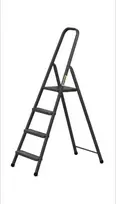 DRABEST HOME plieninės kopėčios, 4 pakopų, 125 kg ,juoda spalva