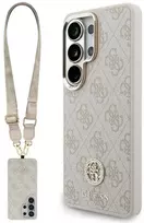 Cg Mobile Sas Rinkinys Dėklas + Smycz Guess 4G Big Rhinestone Triangle Strap MagSafe do Samsung Galaxy S26 Ultra rožinis