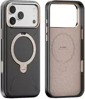 Dėklas Torras Ostand Q3 Vegskin, obsidianinė juoda - iPhone 17 Pro