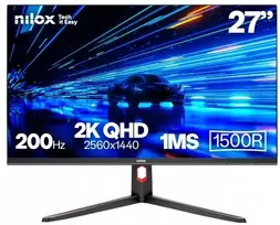 Nilox MONITORIUS 27 CURVO 200HZ 2K HDMI DP, 68.6 cm (27"), 2560 x 1440 pikselių, 2K, LCD, 1 ms, Juodas