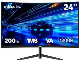 Nilox MONITORIUS 23 8 CURVO 200HZ HDMI DP, 60.5 cm (23.8"), 1920 x 1080 pikselių, Full HD, LCD, 1 ms, Juodas