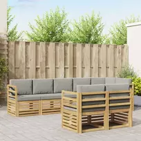 Lauko baldų komplektas Lauko sofos komplektas 8 pcs Balta ir šviesiai pilka