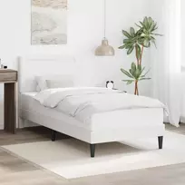 Lova Lovos rėmas su LED juostelėmis Balta 100 x 200 cm Dirbtinė oda
