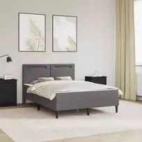 Lova Lovos rėmas su LED juostelėmis Pilka 140 x 190 cm Dirbtinė oda
