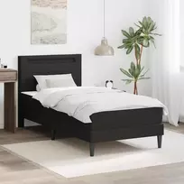 Lova Lovos rėmas su LED juostelėmis Juoda 90 x 200 cm Dirbtinė oda