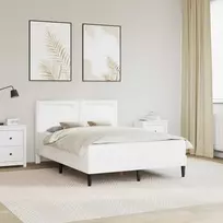 Lova Lovos rėmas su LED juostelėmis Balta 140 x 190 cm Dirbtinė oda