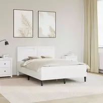Lova Lovos rėmas su LED juostelėmis Balta 140 x 190 cm Dirbtinė oda