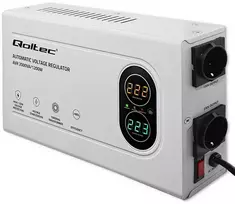 Qoltec Automatyczny Stabilizator napięcia AVR 2000VA | 1200W | Compact | Toroidalny transformator