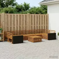 Lauko sofos komplektas 8 pcs Natūrali Kietos akacijos mediena