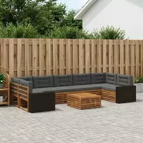 Lauko sofos komplektas 8 pcs Natūralus ir antracitas