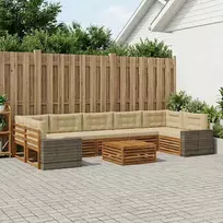 Lauko sofos komplektas 8 pcs Natūralus ir bežinis