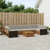 Lauko sofos komplektas 8 pcs Natūrali ir šviesiai pilka