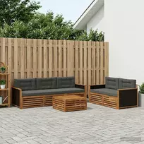 Lauko sofos komplektas 6 pcs Natūralus ir antracitas