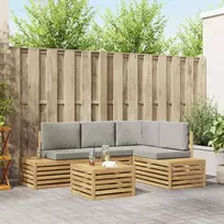 Lauko sofos komplektas 5 Vienetas Balta ir šviesiai pilka