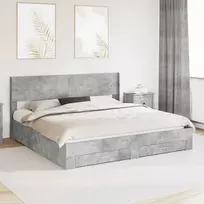 Lova Lovos rėmas su saugojimu ir nugara Betono pilka 180 x 200 cm