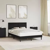 Lova Lovos rėmas su LED juostelėmis Juoda 160 x 200 cm Dirbtinė oda