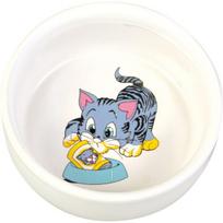 Trixie Dubenėlis su nupieštu katinu, keramika, 0.3 l/ 11 cm, baltas