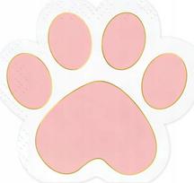 Popierinės servetėlės Party Deco Cat Paws, 15.5 cm x 14.5 cm, balta sp./rožinė sp., 12 vnt.