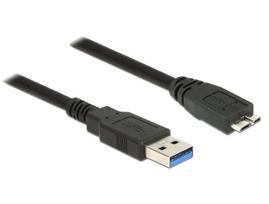 Laidas Delock USB to USB-micro USB 3.0 A male, Micro USB 3.0 B male, 0.5 m, juoda sp.