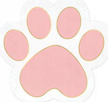 Popierinės servetėlės Party Deco Cat Paws, 15.5 cm x 14.5 cm, balta sp./rožinė sp., 12 vnt.