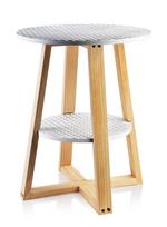 LAMMY Stalas 40xh50cm baltai auksinis 2 stalviršiai