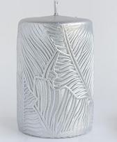 TIVANO žvakė didelis cilindras 7x17,5 cm parafino sidabro spalvos