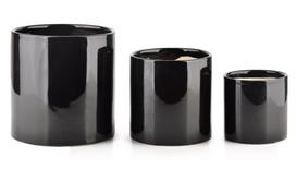 „Neva Black Set 3 Pots XL“: 14xh15 L: 11,5xh11,5 m: 8,5xh8,5cm puodai