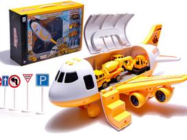 Transporter lėktuvas + 3 automobiliai statybiniai automobiliai