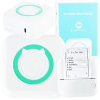 Mini termoetiketė nuotraukų spausdintuvas + USB kabelis kvadratinis mėlynas