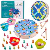 Šeimos žaidimas žuvų vikšrų žvejyba montessori