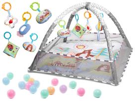 Lavinantis kilimėlis su pakylomis Playpen Pool su kamuoliukais pilkas