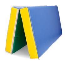 Sulankstomas gimnastikos čiužinys SANRO 100x100x10 cm Mėlynas/žalias/geltonas