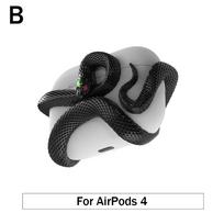 Gyvatės formos personalizuotas ausinių apsauginis dėklas Dervos ausinių apsauga nuo kritimo Tuščiaviduris Pro dizainas F V7B8 black-For AirPods 4