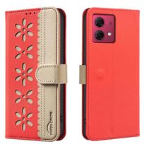 Kortelių Solt Piniginė Odinis Gėlių Atverčiamas Dėklas Motorola Moto Edge 60 Pro G05 G15 G75 G55 G35 50Pro G04 G34 G84 G14 G73 Viršelis Motorola Moto G04 raudona