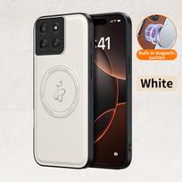 PU Odos Belaidžio Įkrovimo Magnetinis Dėklas Motorola Edge 60 Pro Moto Edge 60 Fusion Apsauginis Dangtelis Kietas Galinis Dangtelis Coque Motorola Edge 60 Fusion balta
