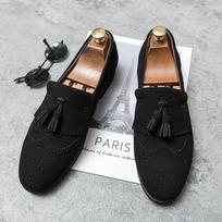 Personalized tassel microfiber men's business leather shoes spring and autumn large size fashion casual single shoes one pedal lazy shoes 38 juoda