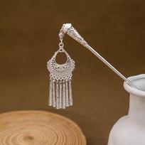 Hairpin Hollow Feather Fringed Hairpin, Ethnic Feng Shui Drop-Shaped Oil Dripping Hairpin Hanfu Disc Hair Accessories