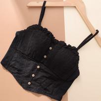 Lace top women's small suspenders without steel rim short design milk sweet babes vest outer underwear m (recommended 70c/75a/75b) juoda