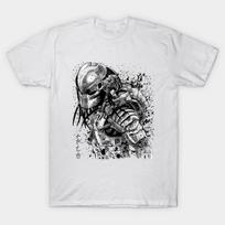 Men Black Print T-shirt Watercolor Predator No-Cut Transfer Paper Print Cotton Tshirt 3XL balta