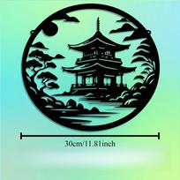 Japonijos Pagoda Metalo Sienos Menas Skulptūra Freska Sodas Kiemas Tvora Atsparus Orai Dekoravimas Didelis Dydis Dovana blue
