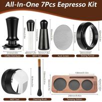 7pcs/set Espresso coffee tamper set Portable Coffee Press Gadget 51mm Espresso Accessories Kit with dispenser & Powder tamp pad juoda