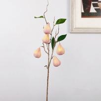 Creative 5 Heads Artificial Fig Branch with Leaves Real Touch Simulated Fruits Handmade Plastic Fake Plants Balcony Decoration geltona