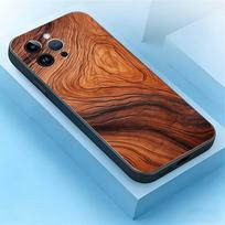 Natural Wood Phone Case For iPhone 17,16,15,14,13,12,11,Pro,Max,Plus,Mini,Air,SE Anti Fall Black Matte Soft Bumper iPhone14ProMax