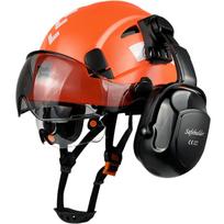 Eye Protection and Anti-smashing Construction Site Safety Helmet, Hard Hat, Noise Reduction Earmuffs, Construction Protective Headgear 53-63CM