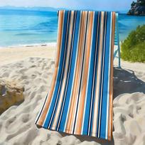 Blue, orange and black striped pattern polyester microfiber beach towel is highly absorbent, suitable swimming and beach outings W40*H60(CM)