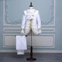 Karališkas Karalius Princas Renesanso Viduramžių Vyriškas Cosplay Kostiumas Palto ir Kelnaičių Rinkinys Tag M=US XS balta