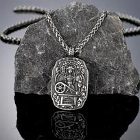Retro Wicca Priestess Necklaces Men Women Double-sided Norse Goddess Freya Stainless Steel Pendant Pagan Talisman Viking Jewelry 60CM