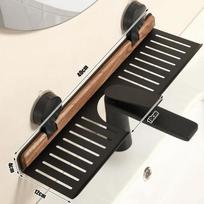 Wall Mount Suction Cup Bathroom Shelf Walnut Finish Shower Shelf Heavy Duty Storage Rack  RV 40cm