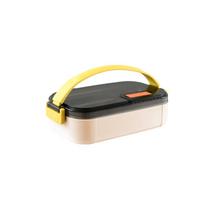 600ml Insulated Lunch Box Microwaveable Detachable Food Storage Container with Handle Rectangular Food Box Winter smėlis